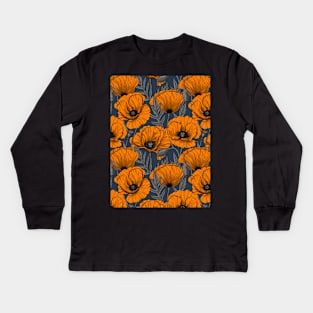 Orange poppy garden 2 Kids Long Sleeve T-Shirt